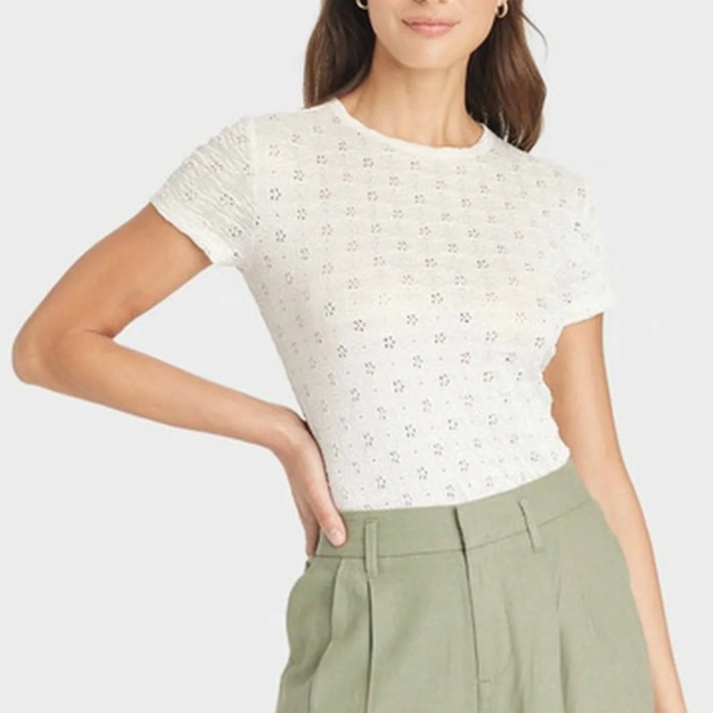 A new day lace eyelet tee